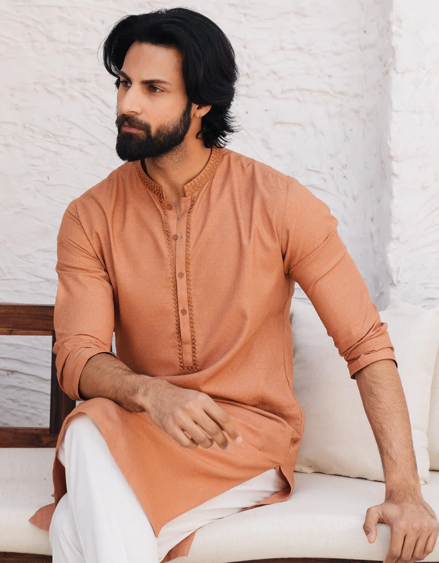 PEACH BLENDED KURTA | JJK-A-46708/S25/JJ9847-SF - Image 4