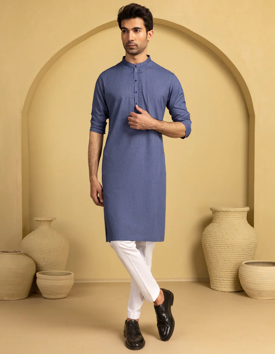 BLUE BLENDED KURTA | JJK-A-46713/S25/JJ9847-SF