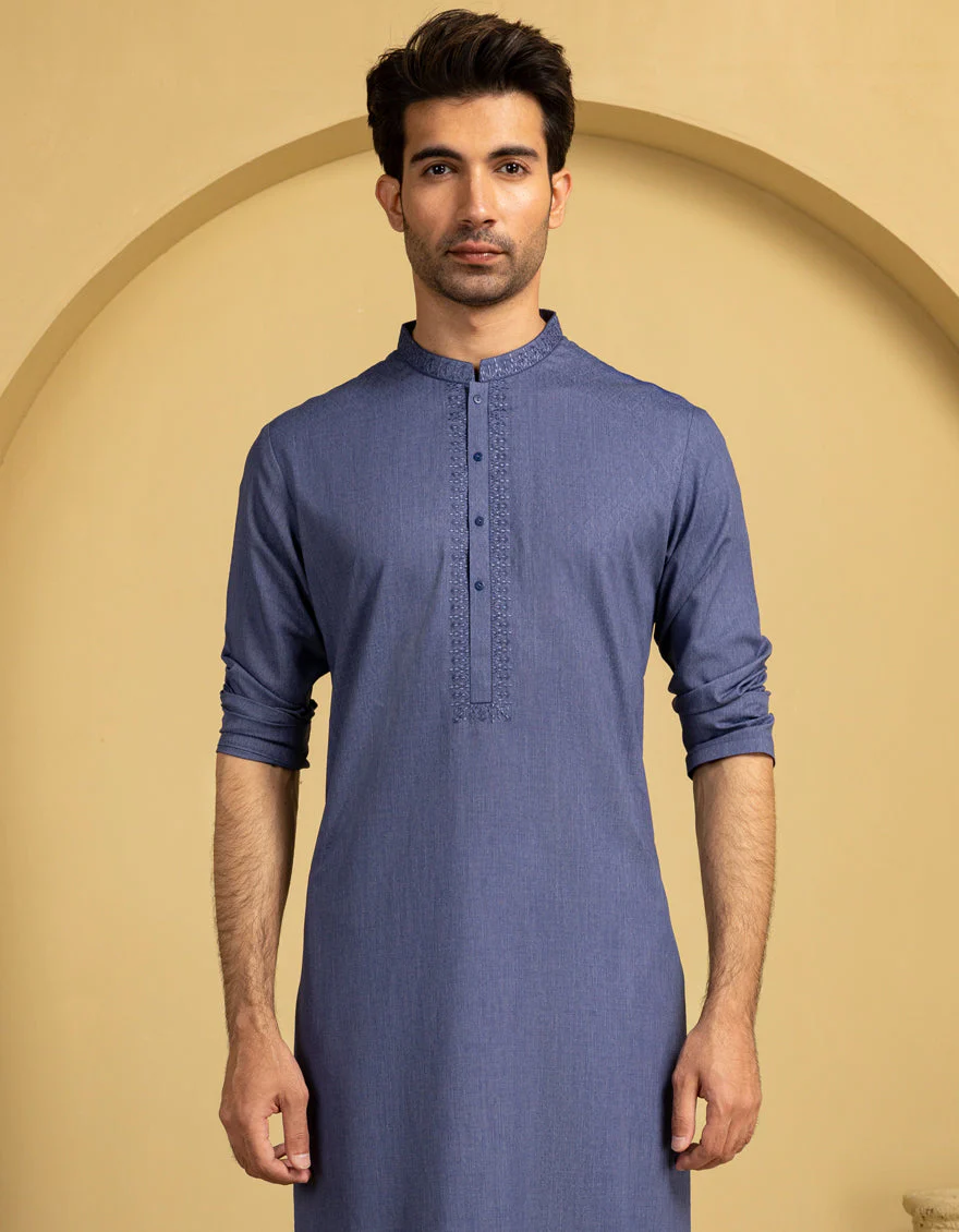 BLUE BLENDED KURTA | JJK-A-46713/S25/JJ9847-SF - Image 2