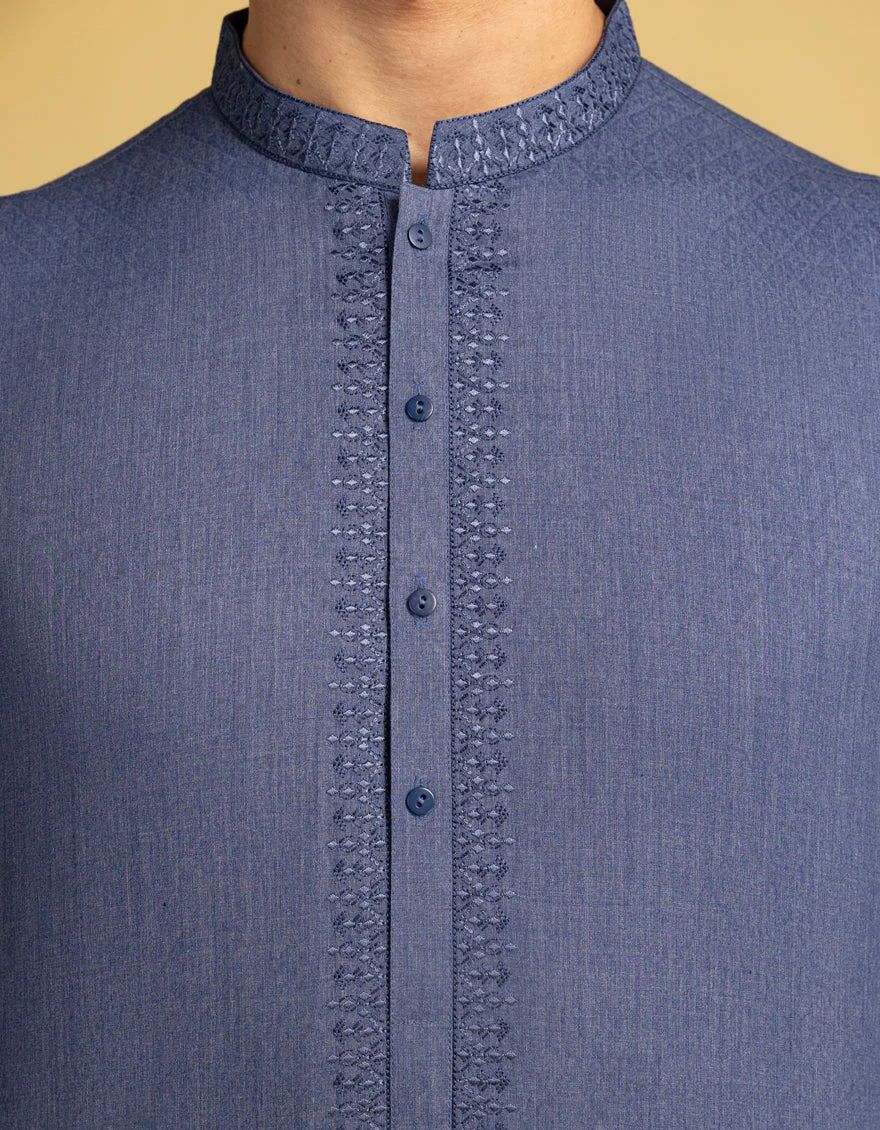 BLUE BLENDED KURTA | JJK-A-46713/S25/JJ9847-SF - Image 4