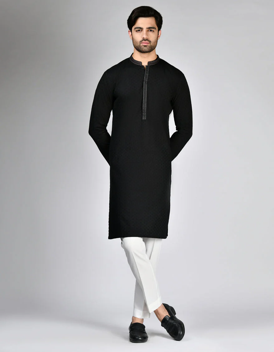BLACK COTTON KURTA | JJK-A-47316/S24/JJ1096-SF