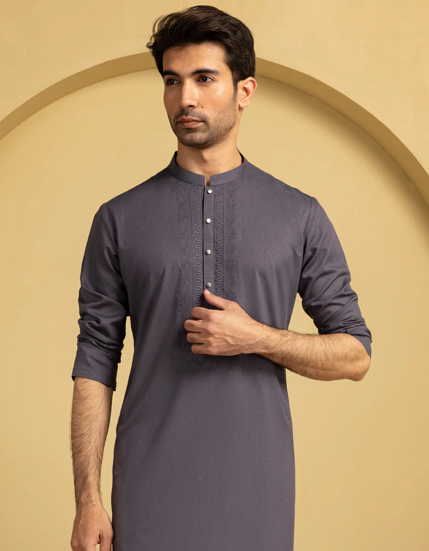 GREY BLENDED KURTA | JJK-A-47432/S25/JJ9846-SF - Image 2