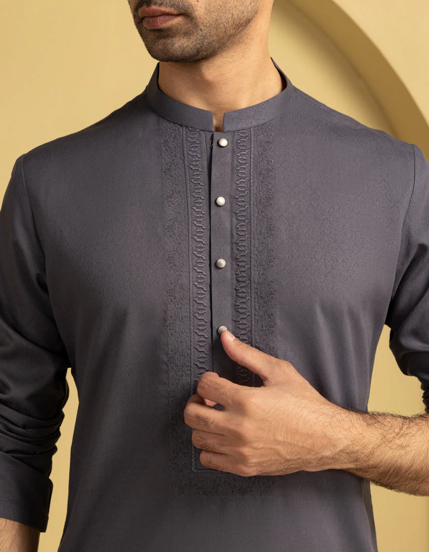 GREY BLENDED KURTA | JJK-A-47432/S25/JJ9846-SF - Image 3