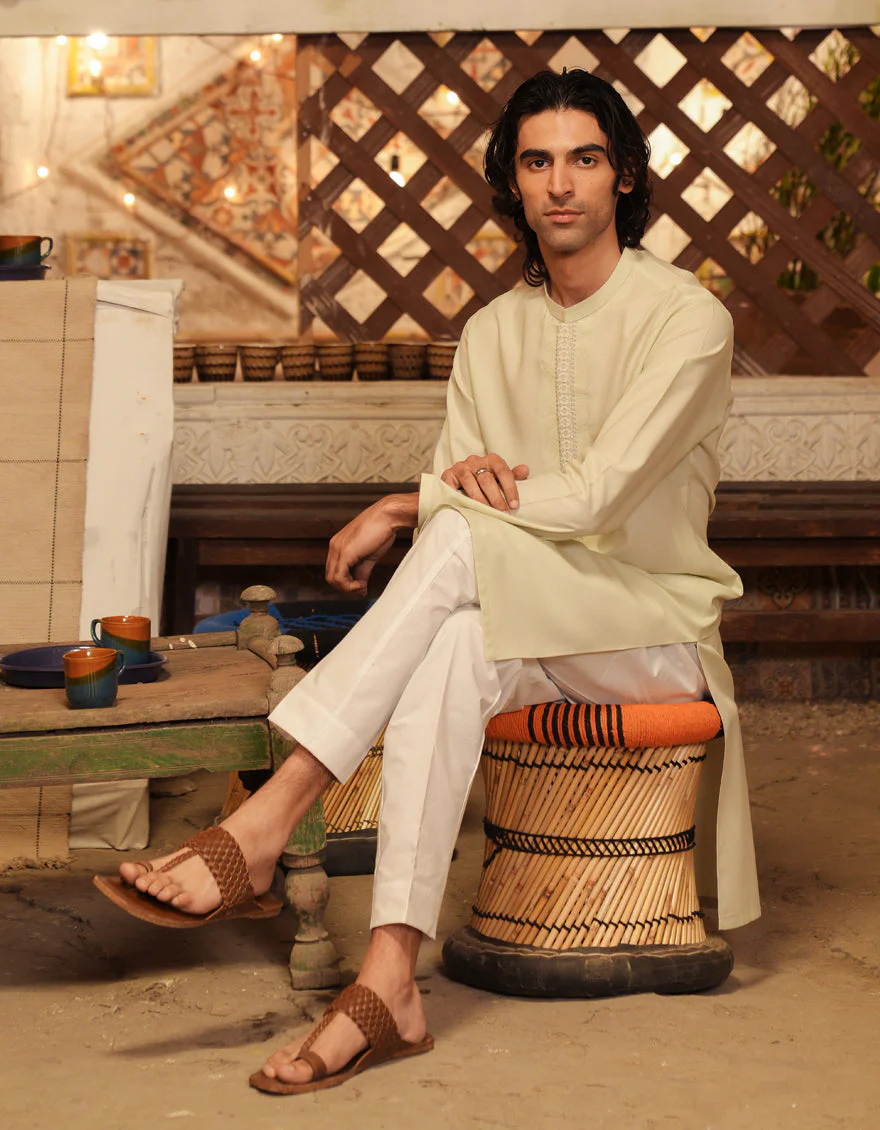 LIGHT GREEN BLENDED KURTA | JJK-A-47433/S25/JJ9846-SF
