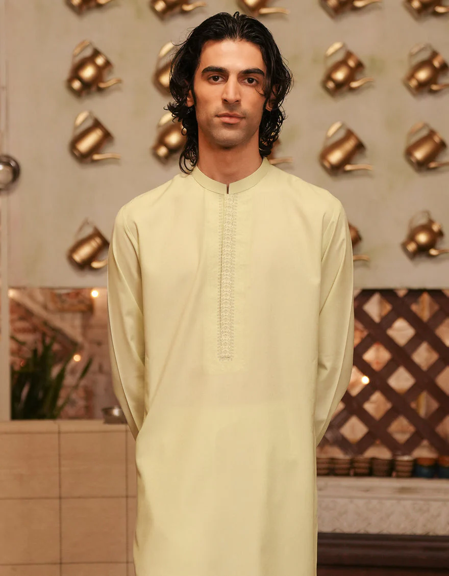 LIGHT GREEN BLENDED KURTA | JJK-A-47433/S25/JJ9846-SF - Image 2