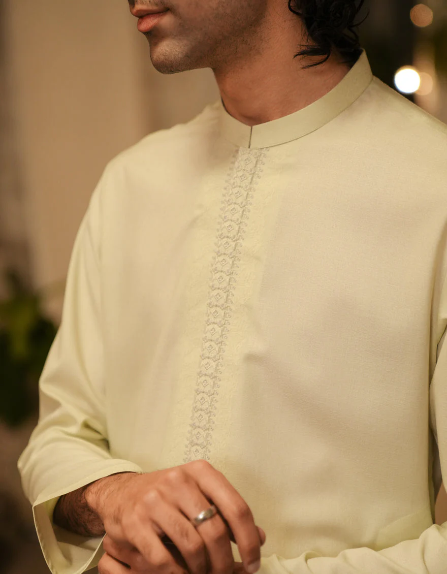 LIGHT GREEN BLENDED KURTA | JJK-A-47433/S25/JJ9846-SF - Image 3