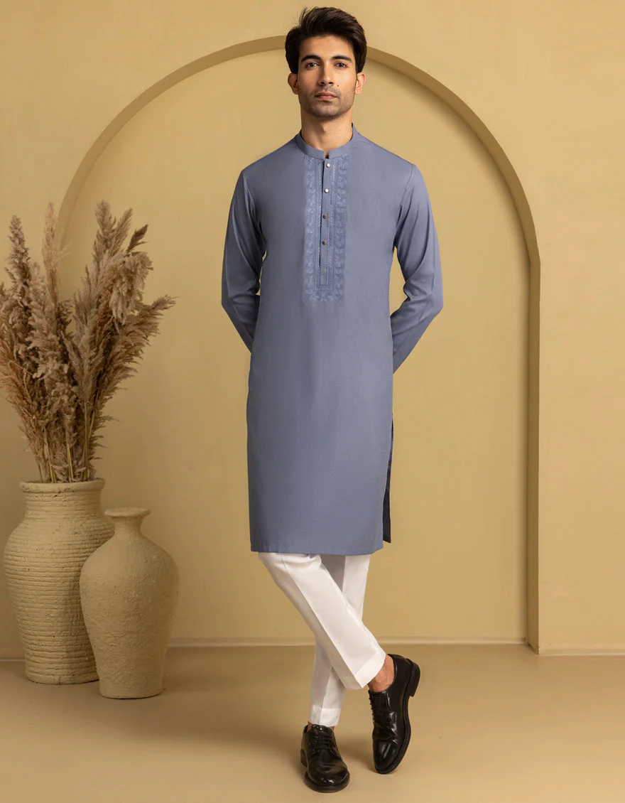 PIGEON BLUE BLENDED KURTA | JJK-A-47467/S25/JJ9846-SF