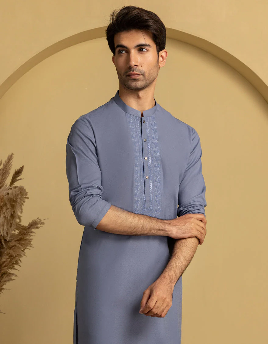 PIGEON BLUE BLENDED KURTA | JJK-A-47467/S25/JJ9846-SF - Image 2