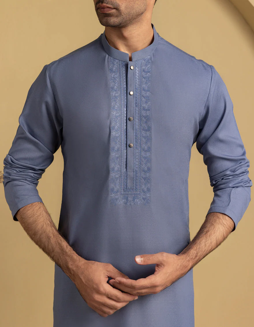 PIGEON BLUE BLENDED KURTA | JJK-A-47467/S25/JJ9846-SF - Image 3