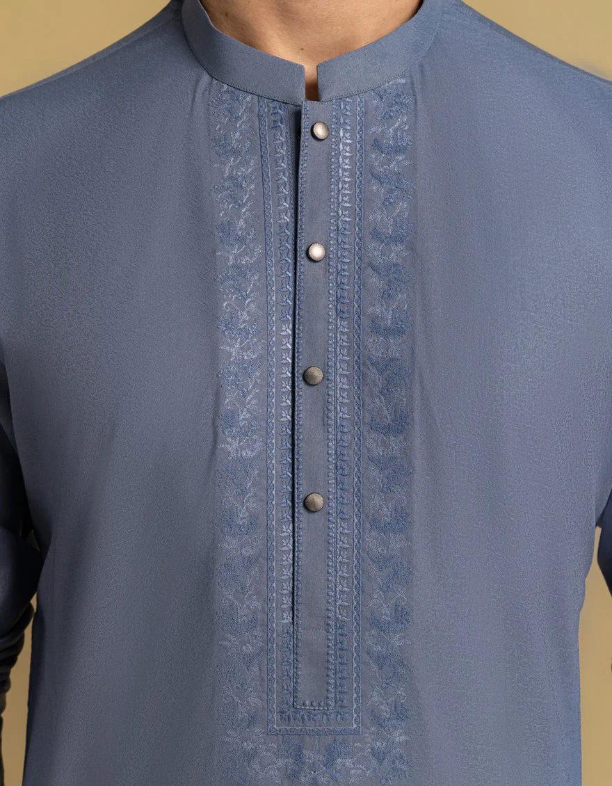 PIGEON BLUE BLENDED KURTA | JJK-A-47467/S25/JJ9846-SF - Image 4