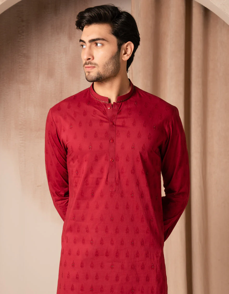 MAROON COTTON KURTA | JJK-A-50190/S25/JJ9781-SF - Image 2