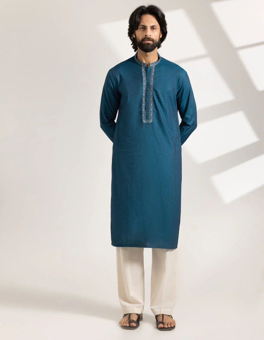SEA GREEN COTTON KURTA | JJK-A-50276/S25/JJ9750-FL