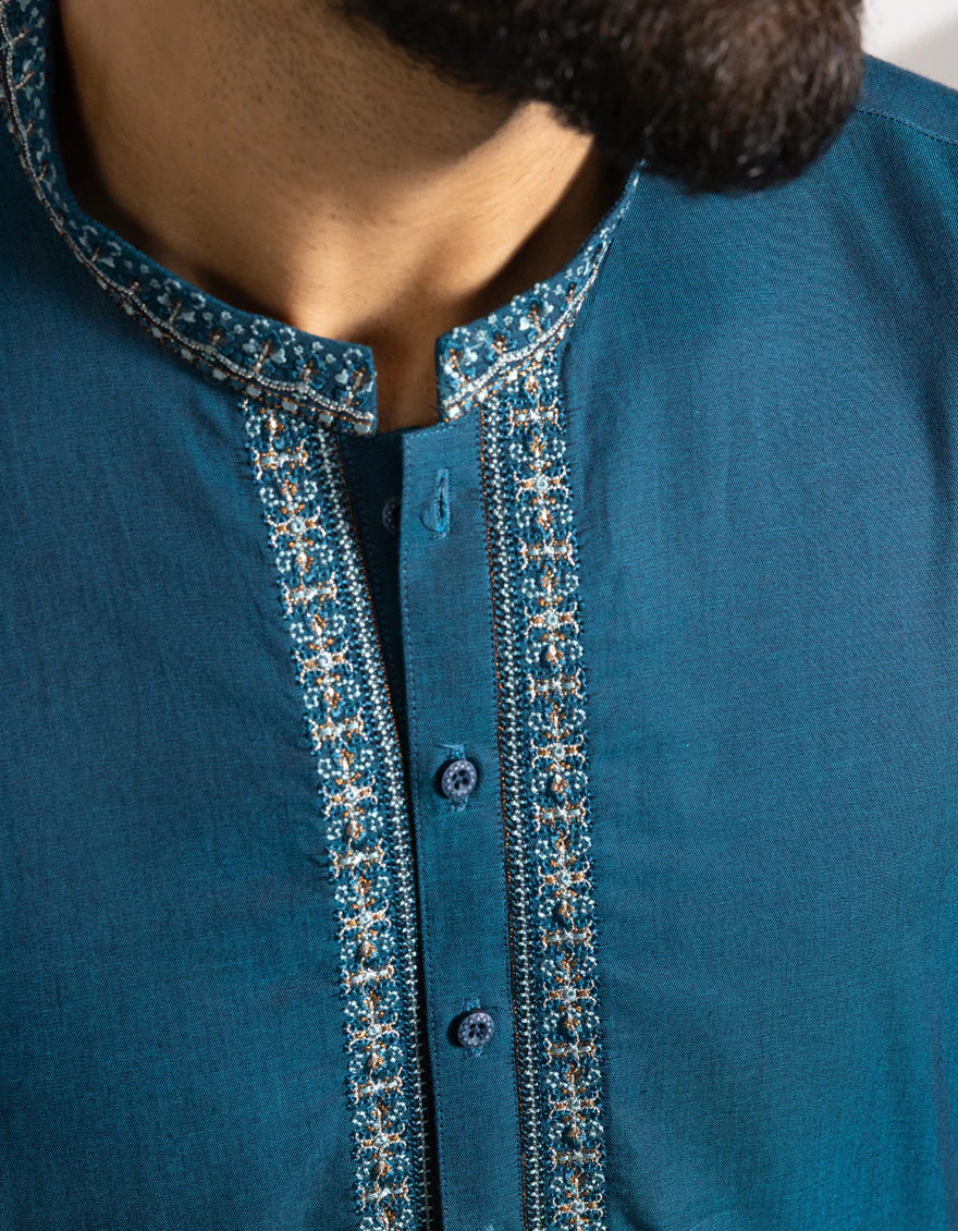 SEA GREEN COTTON KURTA | JJK-A-50276/S25/JJ9750-FL - Image 3