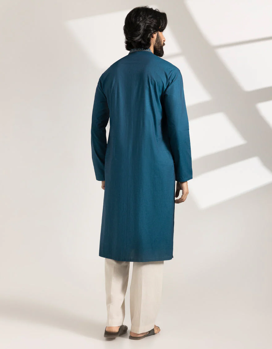 SEA GREEN COTTON KURTA | JJK-A-50276/S25/JJ9750-FL - Image 4