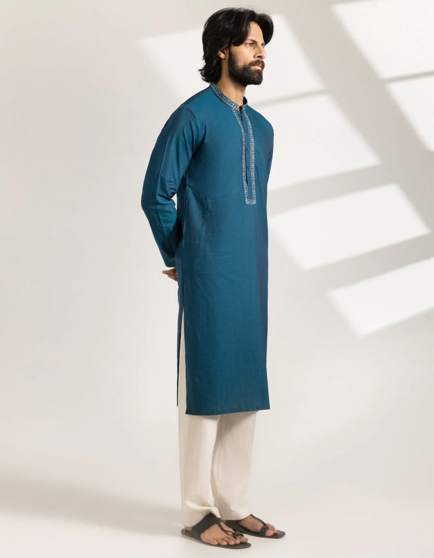 SEA GREEN COTTON KURTA | JJK-A-50276/S25/JJ9750-FL - Image 5