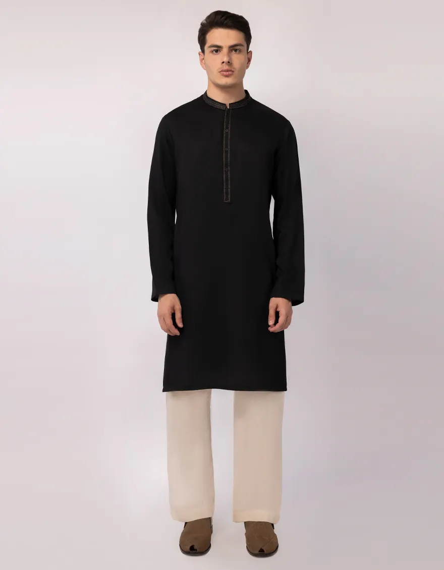 BLACK BLENDED KURTA | JJK-A-50388/S25/JJ9852-SF