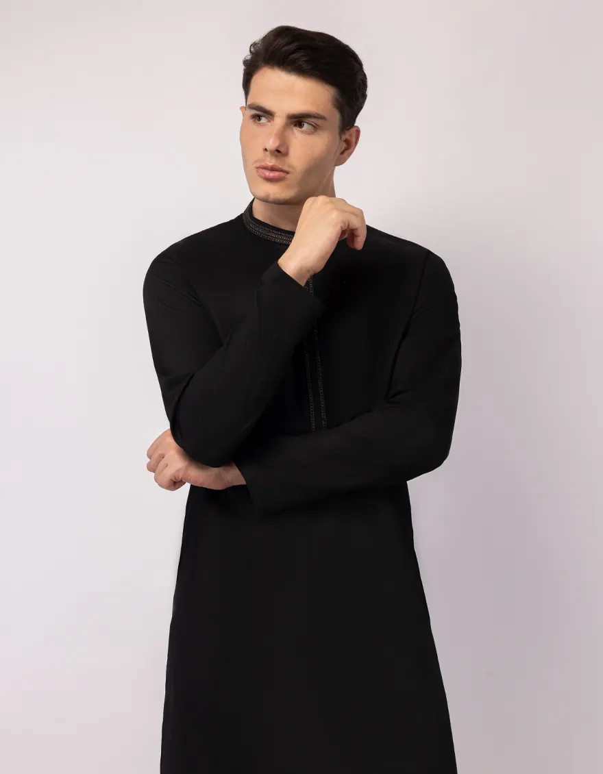 BLACK BLENDED KURTA | JJK-A-50388/S25/JJ9852-SF - Image 2