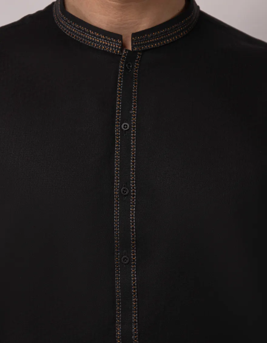 BLACK BLENDED KURTA | JJK-A-50388/S25/JJ9852-SF - Image 3