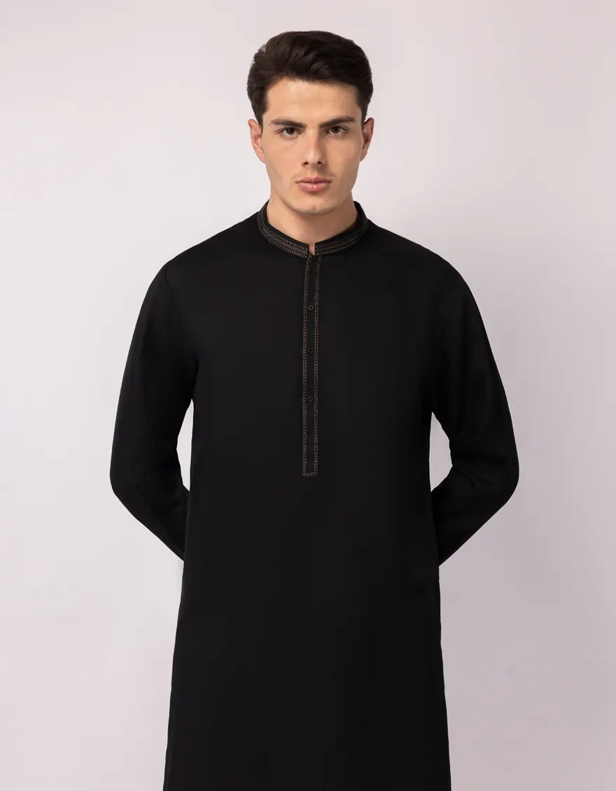 BLACK BLENDED KURTA | JJK-A-50388/S25/JJ9852-SF - Image 4