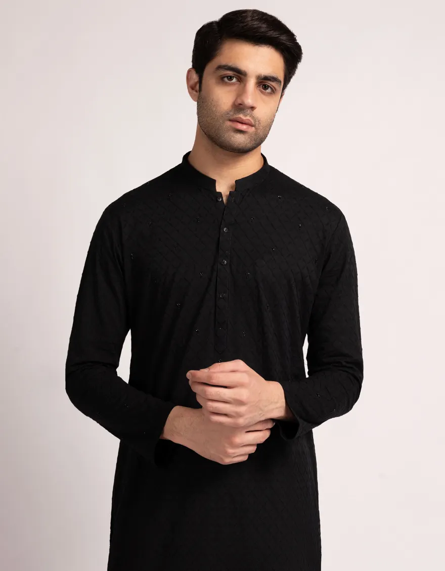 BLACK COTTON KURTA | JJK-A-50430/S25/JJ10234-FL - Image 2