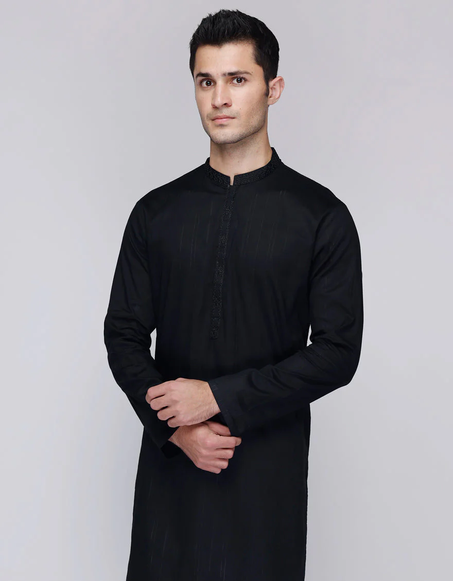 BLACK COTTON KURTA | JJK-S-33067/S25/JJ9501-SF - Image 2