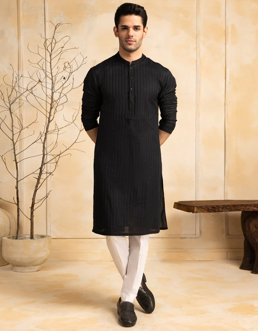 BLACK BLENDED KURTA | JJK-S-33294/S25/JJ9905-SF