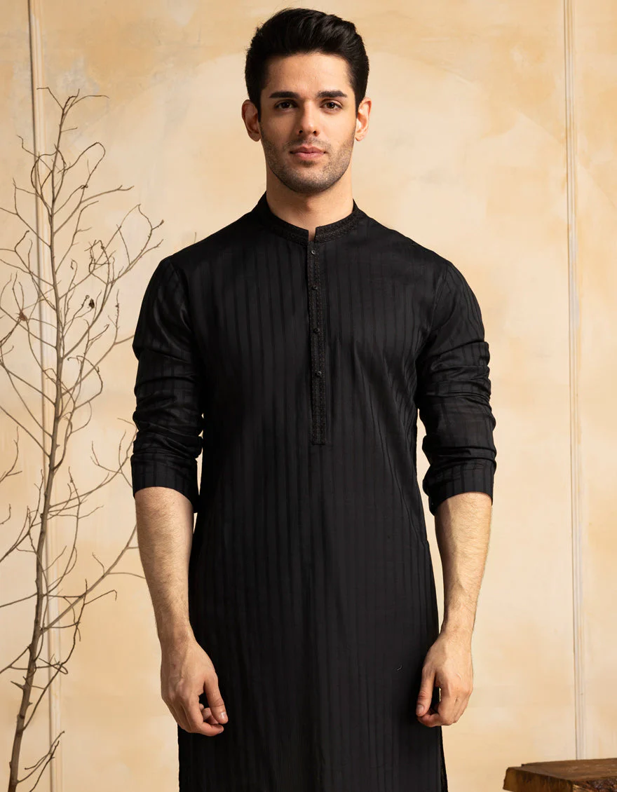 BLACK BLENDED KURTA | JJK-S-33294/S25/JJ9905-SF - Image 2