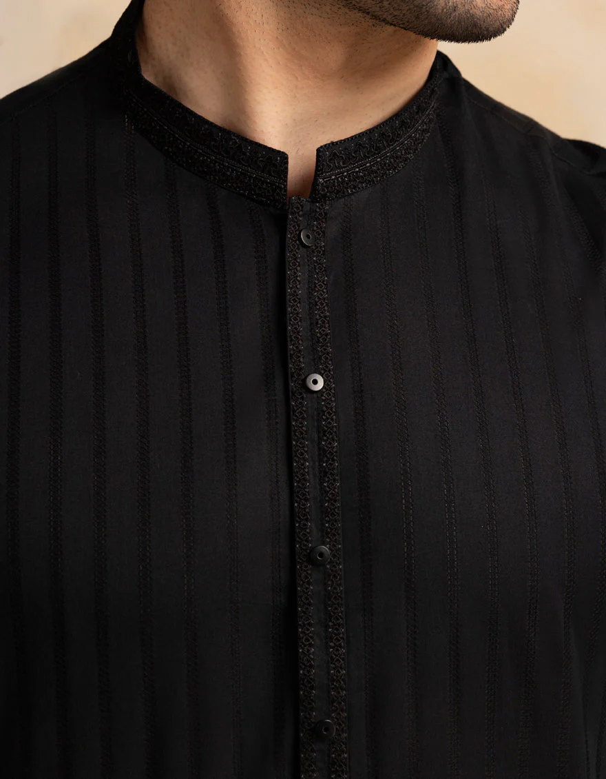 BLACK BLENDED KURTA | JJK-S-33294/S25/JJ9905-SF - Image 4