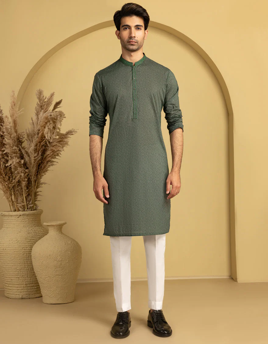 GREEN COTTON KURTA | JJK-S-33301/S25/JJ9775-SF
