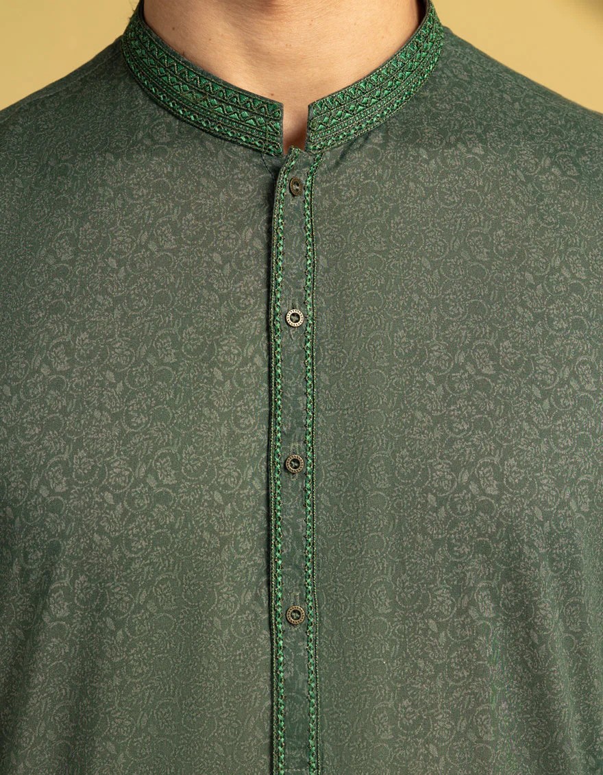 GREEN COTTON KURTA | JJK-S-33301/S25/JJ9775-SF - Image 3