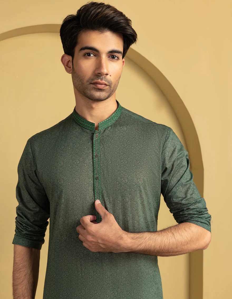 GREEN COTTON KURTA | JJK-S-33301/S25/JJ9775-SF - Image 4