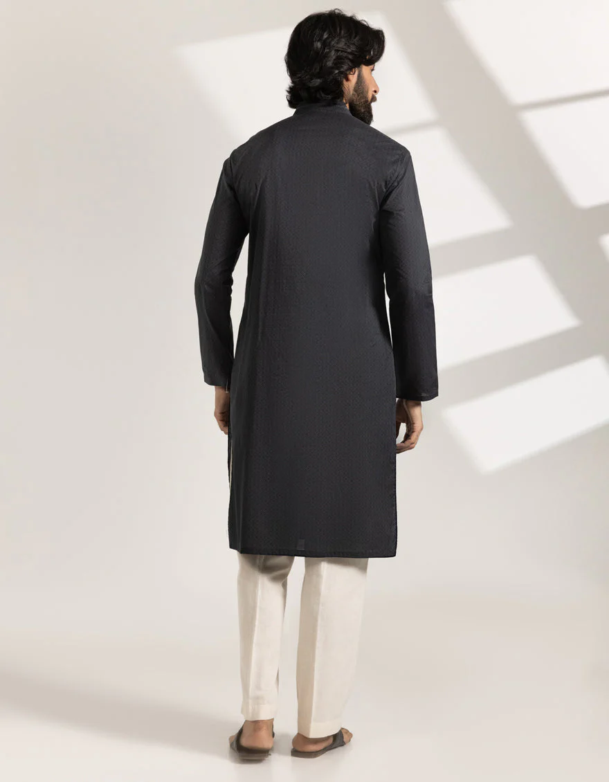 BLACK COTTON KURTA | JJK-S-33464/S25/JJ9776-SF - Image 3
