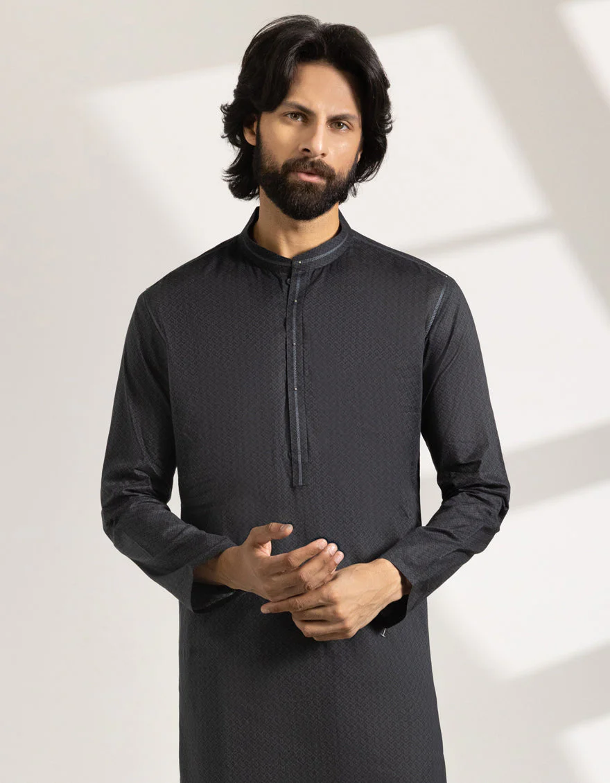 BLACK COTTON KURTA | JJK-S-33464/S25/JJ9776-SF - Image 5