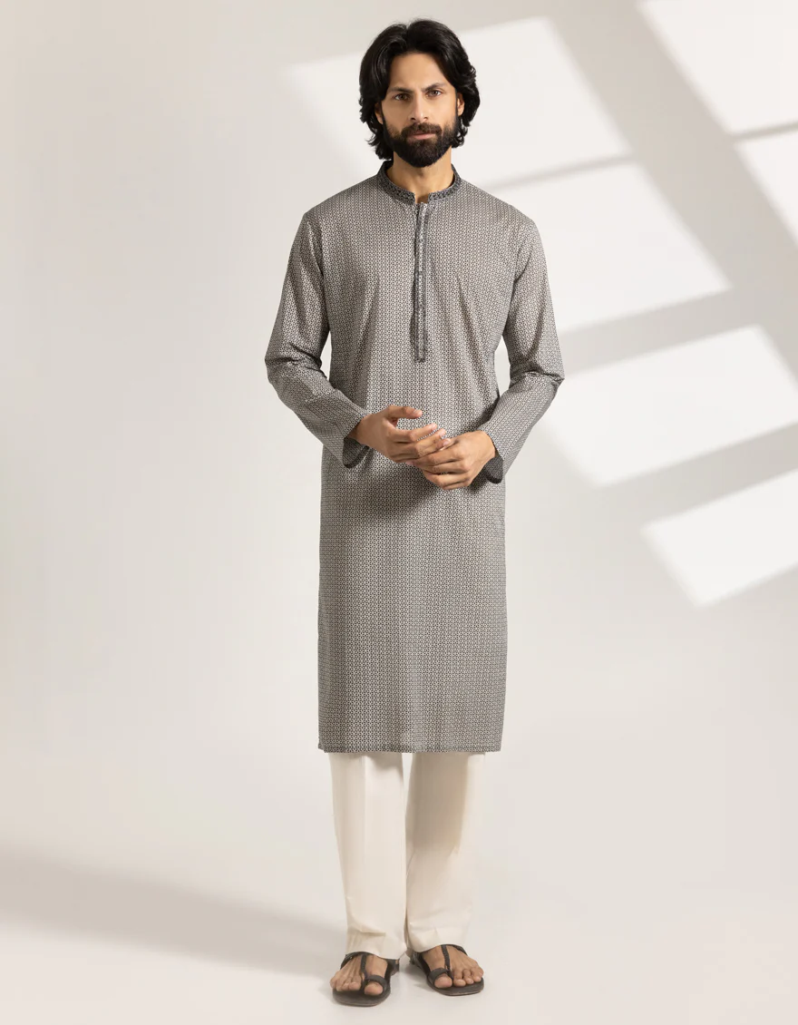BLACK & WHITE COTTON KURTA | JJK-S-33489/S25/JJ9776-SF
