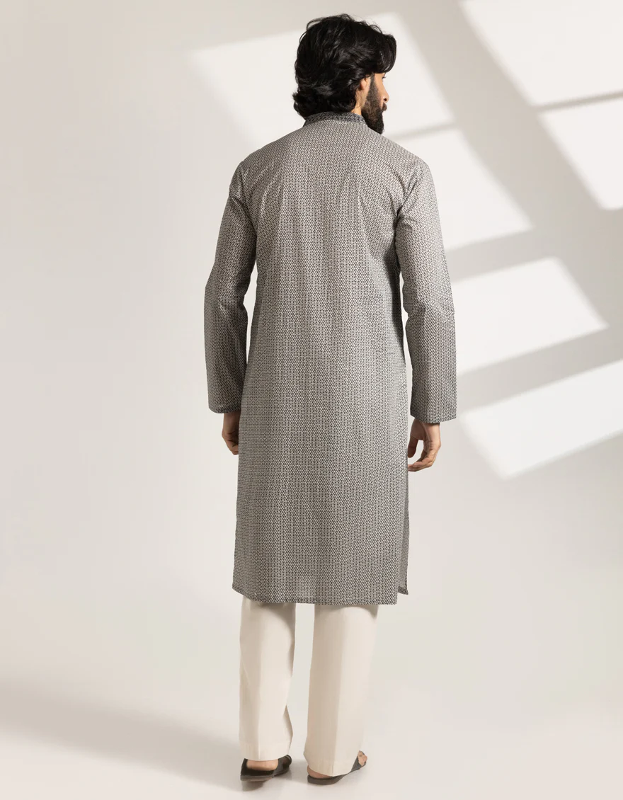 BLACK & WHITE COTTON KURTA | JJK-S-33489/S25/JJ9776-SF - Image 3