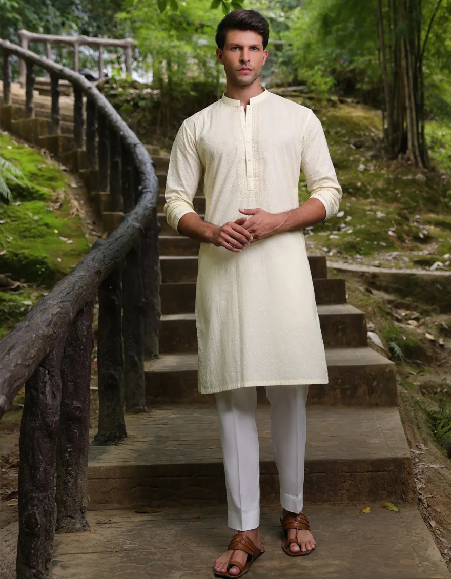 CREAM COTTON KURTA | JJK-S-34951/S25/JJ9778-FL - Image 2