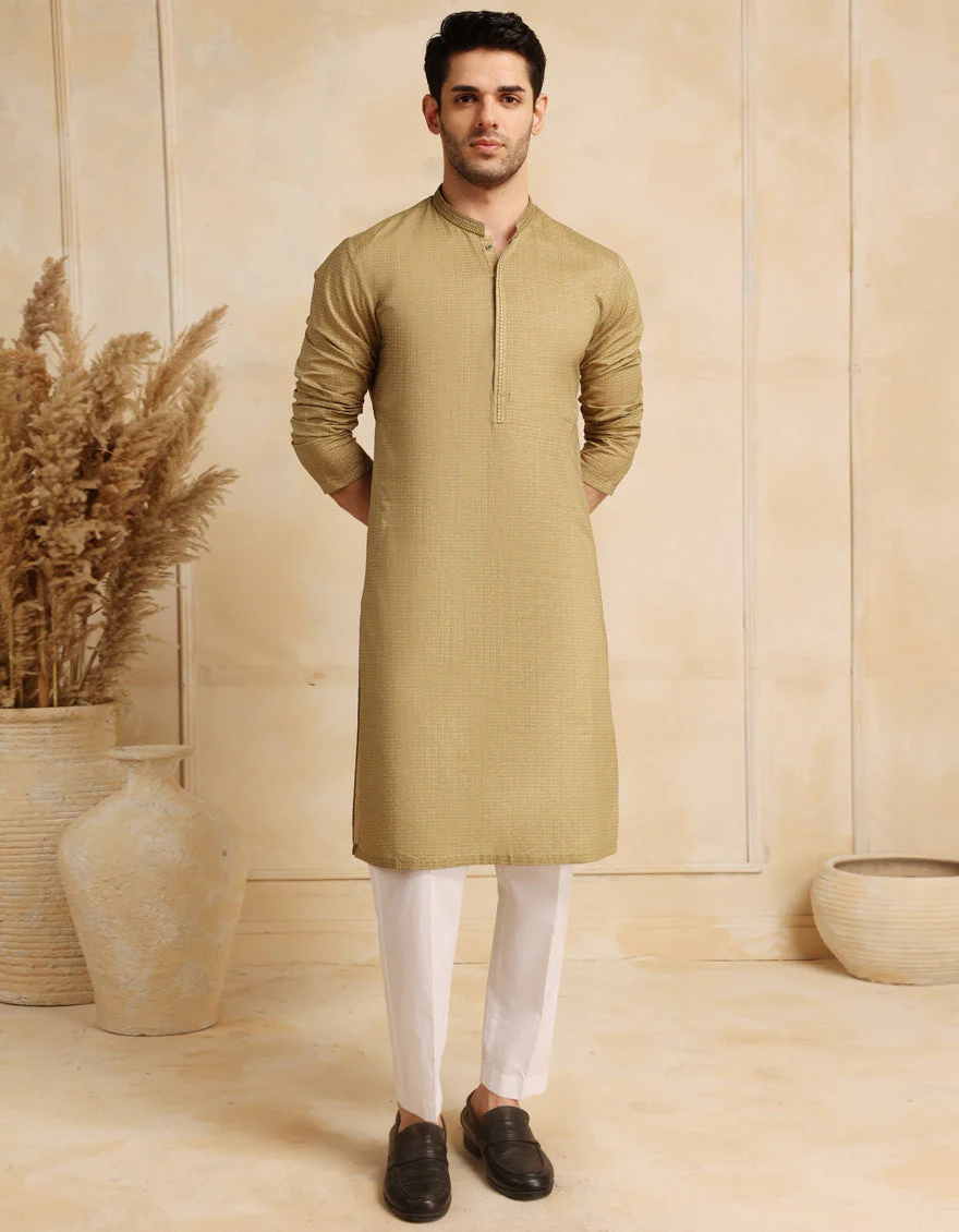 OLIVE COTTON KURTA | JJK-S-46671/S25/JJ9775-SF