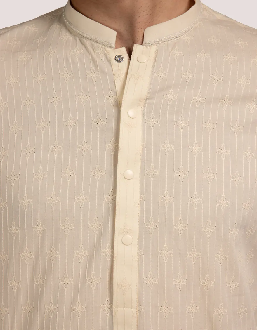 BEIGE COTTON KURTA | JJK-S-50197-R1/S25/JJ9780-FL - Image 4