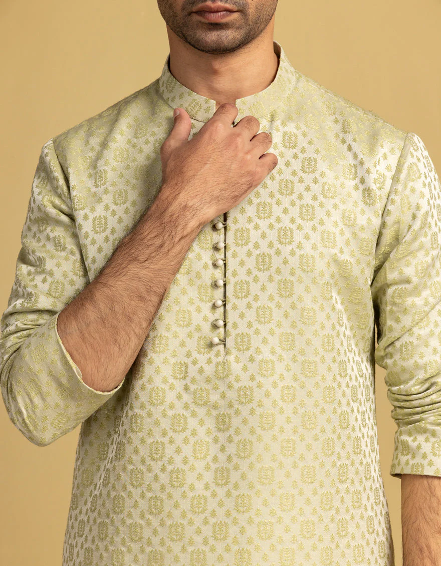 GRAPES GREEN BLENDED SPECIAL KURTA | JJK-SP-A-48209/S25/JJ10056-FL - Image 3