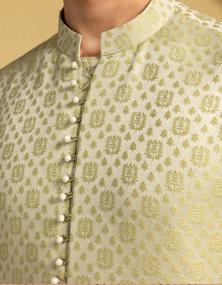 GRAPES GREEN BLENDED SPECIAL KURTA | JJK-SP-A-48209/S25/JJ10056-FL - Image 4