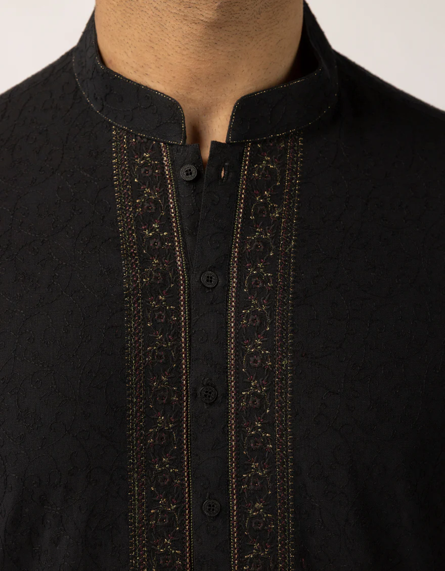 BLACK COTTON KURTA | JJK-W-50546/S25/JJ10445-FL - Image 4