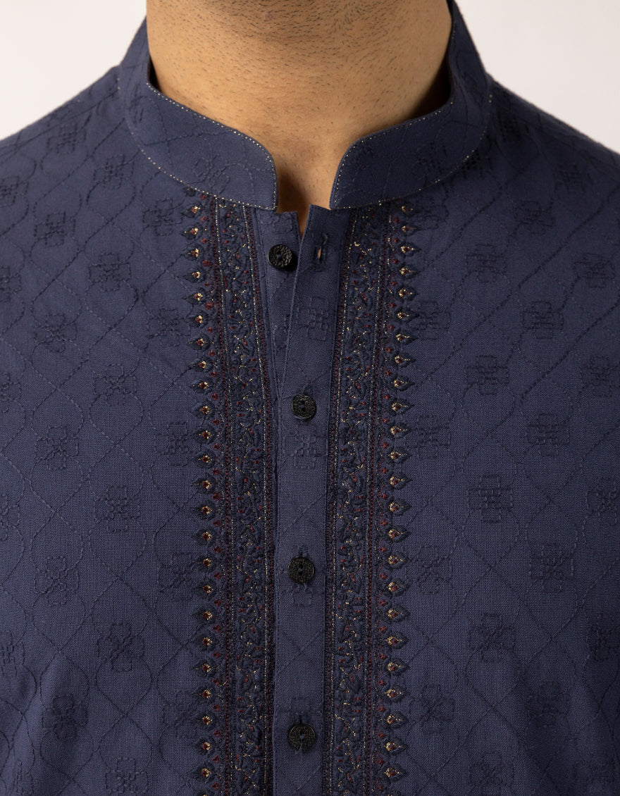 BLUE COTTON KURTA | JJK-W-50547/S25/JJ10445-FL - Image 4