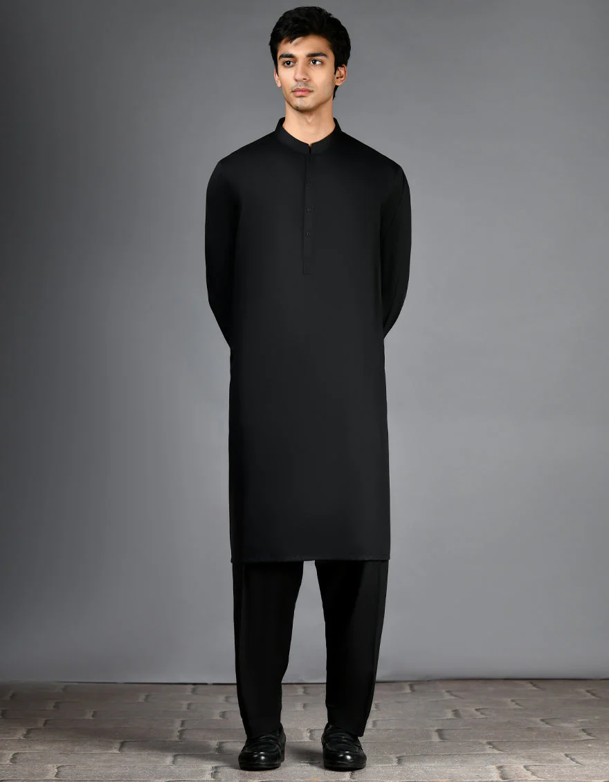BLACK BLENDED SPECIAL KURTA TROUSERS | JJKP-A-30778-R38-AP/S25/JJ9364-PN