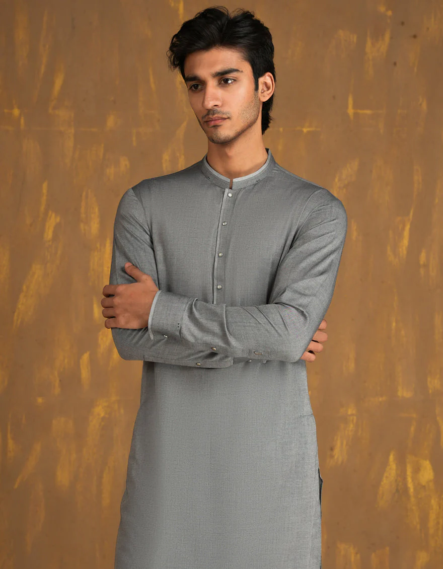 LIGHT GREEN BLENDED SPECIAL KURTA TROUSERS | JJKP-A-33072/S24/JJ8214-CL - Image 2
