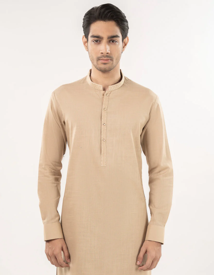 BEIGE COTTON SPECIAL KURTA TROUSERS | JJKP-A-33168/S24/JJ9732-SF - Image 2
