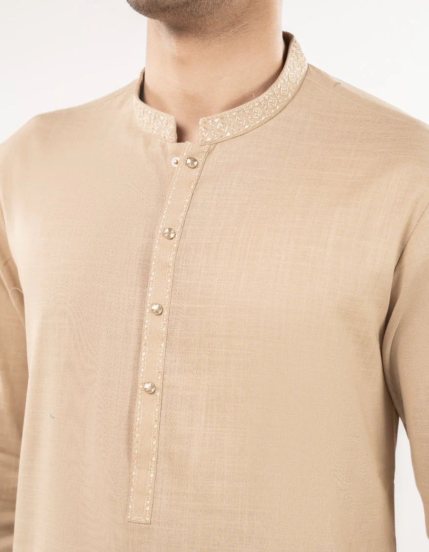 BEIGE COTTON SPECIAL KURTA TROUSERS | JJKP-A-33168/S24/JJ9732-SF - Image 3