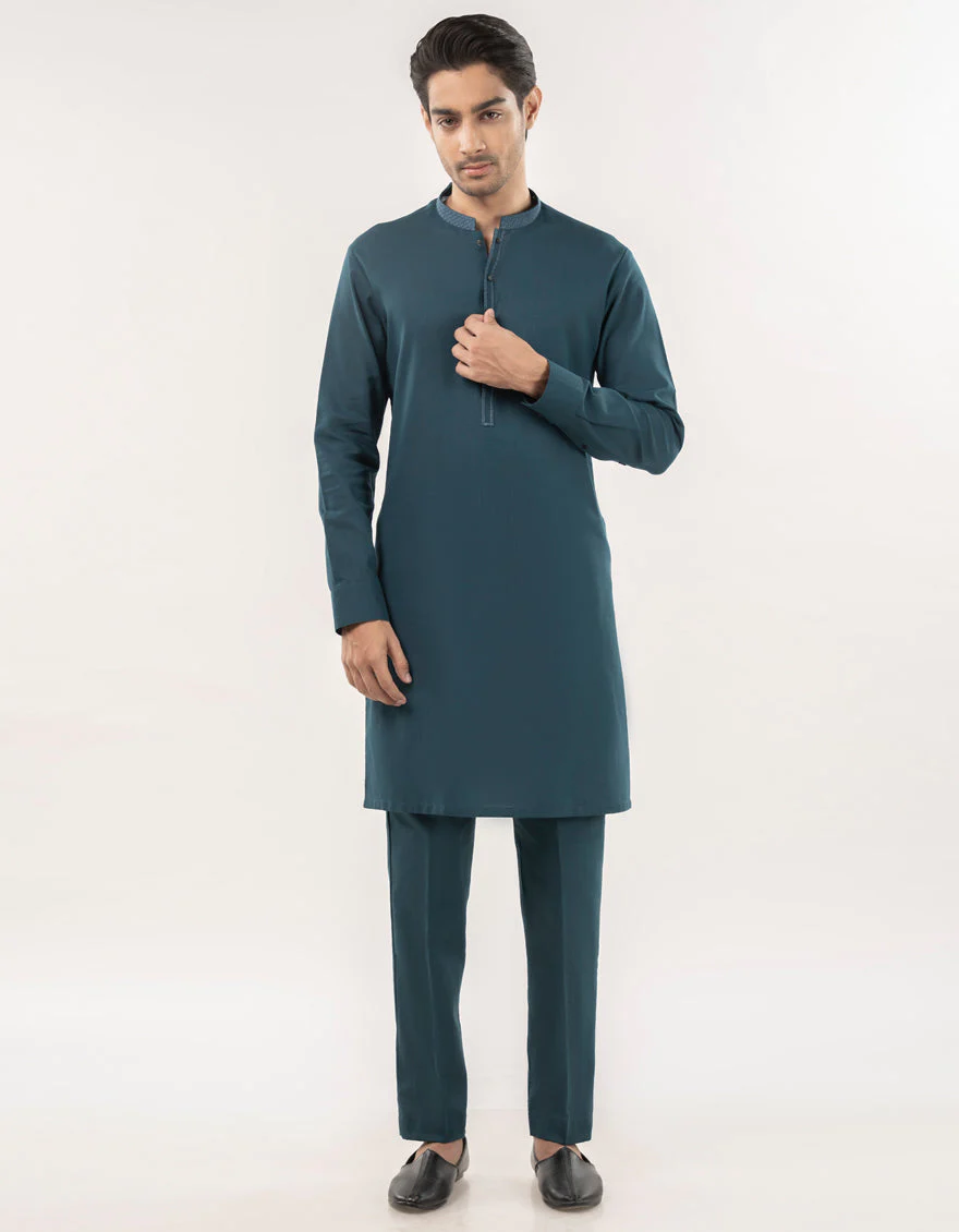 SEA GREEN COTTON SPECIAL KURTA TROUSERS | JJKP-A-33177/S25/JJ9732-SF