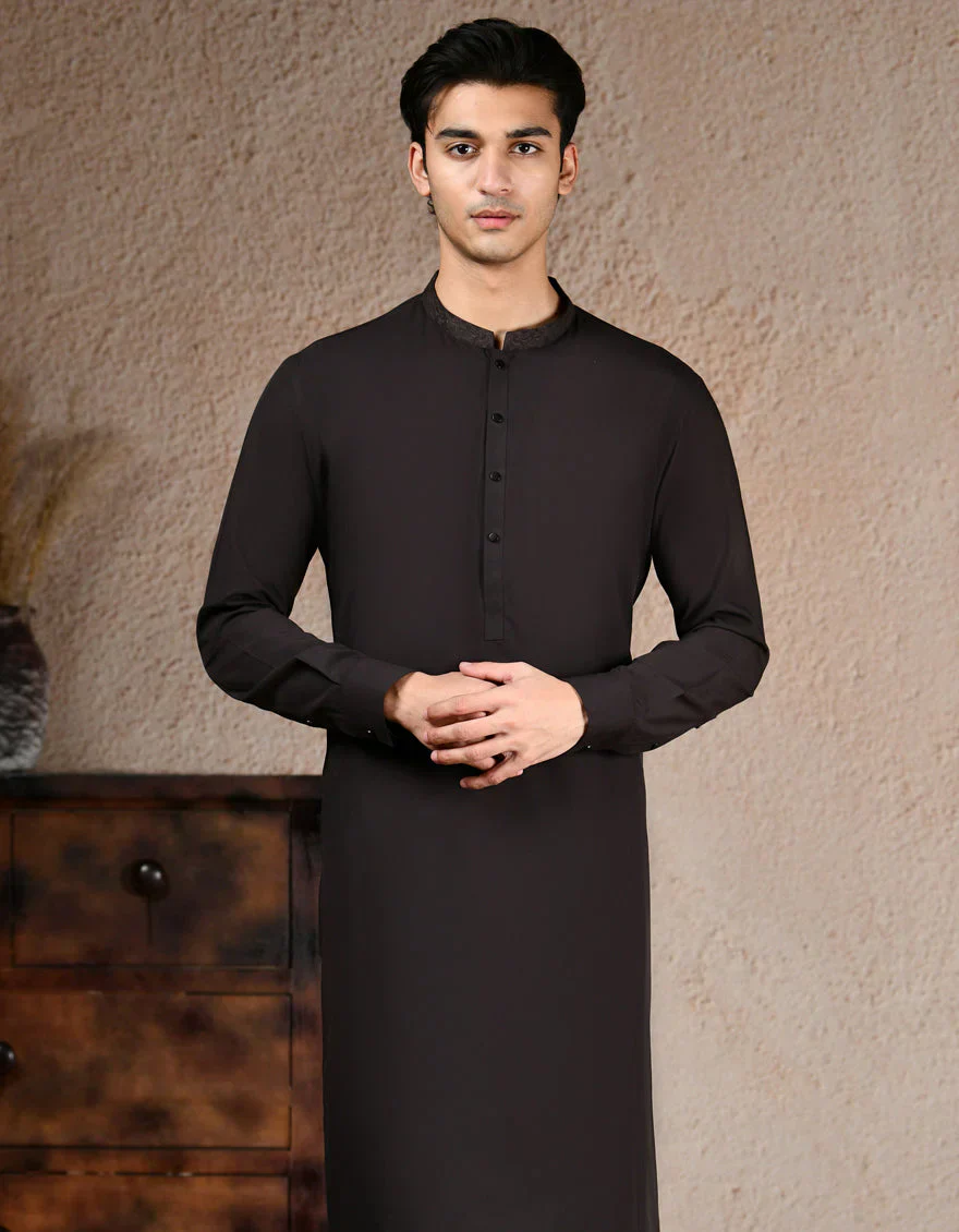 DARK BROWN BLENDED SPECIAL KURTA TROUSERS | JJKP-A-33199/S25/JJ10018-SF