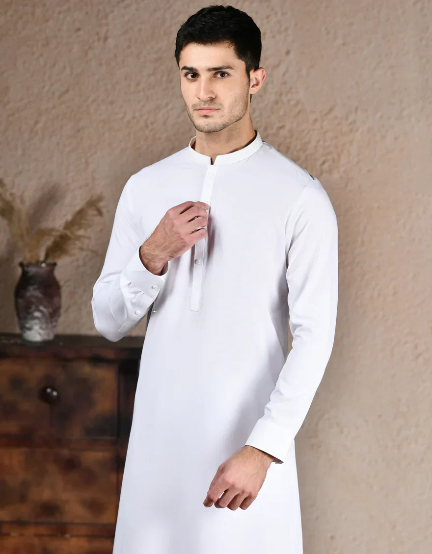 WHITE BLENDED SPECIAL KURTA TROUSERS | JJKP-A-33214/S25/JJ10018-SF - Image 2