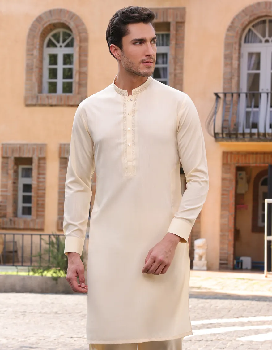CREAM BLENDED SPECIAL KURTA TROUSERS | JJKP-A-33245/S25/JJ10070-SF